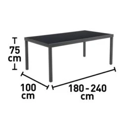 Gartentisch Harris Quadratisch Schwarz 180 Cm - 240 Cm X 90 Cm -Gartengerätegeschäft 048126615100 VM01 180920 L