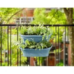 Elho Geländertopf Corsica Rechteckig 51 Cm X 17 Cm X 23 Cm 2er-Set Vintage Blau -Gartengerätegeschäft 1367283 4667 4