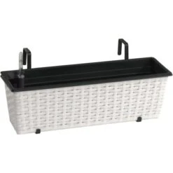 Gartenfreude Balkonkasten Polyrattan 50 Cm X 19 CmWeiß Mit Bewässerungssystem