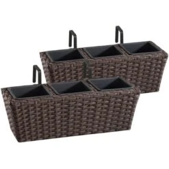 Gartenfreude Balkonkasten Polyrattan 47 Cm X 17 Cm Mocca 2 Stück