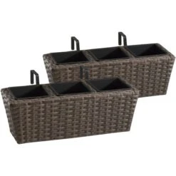 Gartenfreude Balkonkasten Polyrattan 47 Cm X 17 Cm Cappuccino 2 Stück