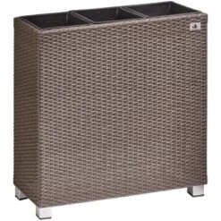 Gartenfreude Raumteiler Pflanzkübel Polyrattan 76 Cm X 26 Cm Mocca Mit Alu-Füßen