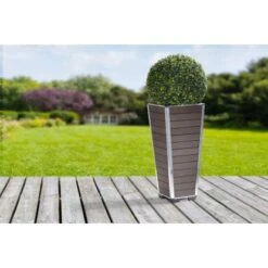 Gartenfreude Pflanzgefäß WPC Konisch 27 Cm X 27 Cm X 62 Cm Braun -Gartengerätegeschäft 160295 4655 pt 02