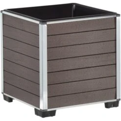 Gartenfreude Pflanzgefäß WPC Eckig 33,5 Cm X 33,5 Cm Braun
