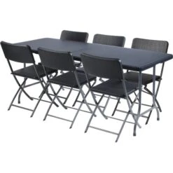 Perel Klapptisch Polyrattan-Optik 180 Cm X 75 Cm Schwarz -Gartengerätegeschäft 288301 1717 6