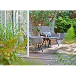 Balkonmöbel-Set Aliceville 3-teilig Polyrattan Grün-Grau -Gartengerätegeschäft 395294 Retro