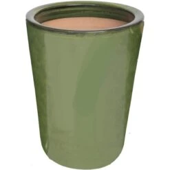 Vase Aus Keramik Ø 38 Cm Grün Glasiert