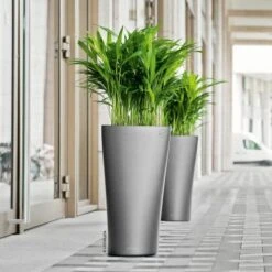 Lechuza Pflanzgefäß Delta Premium Ø 30 Cm X 56 Cm Anthrazit Metallic -Gartengerätegeschäft 4008789155030 4186 3