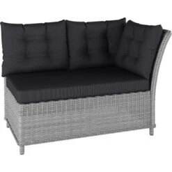 Lounge-Set Mit Esstisch Madison 4-teilig Aus Polyrattan Weiß-Grau -Gartengerätegeschäft 4048124992548 S03 080819