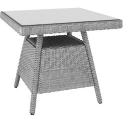 Lounge-Set Mit Esstisch Madison 4-teilig Aus Polyrattan Weiß-Grau -Gartengerätegeschäft 4048124992548 S05 080819