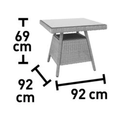 Lounge-Set Mit Esstisch Madison 4-teilig Aus Polyrattan Weiß-Grau -Gartengerätegeschäft 4048124992548 VM04 171019
