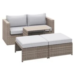 Balkonmöbel-Set Olea Mini 5-teilig Polyrattan Hellgrau -Gartengerätegeschäft 4048124995341 S 01