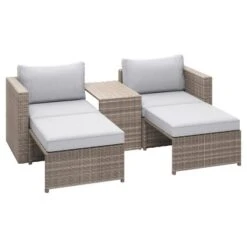 Balkonmöbel-Set Olea Mini 5-teilig Polyrattan Hellgrau -Gartengerätegeschäft 4048124995341 S 02