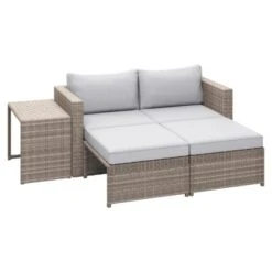 Balkonmöbel-Set Olea Mini 5-teilig Polyrattan Hellgrau -Gartengerätegeschäft 4048124995341 S 03