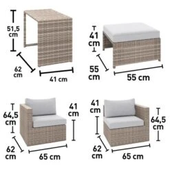 Balkonmöbel-Set Olea Mini 5-teilig Polyrattan Hellgrau -Gartengerätegeschäft 4048124995341 VM 01