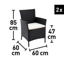 Balkonset Taracoa Wicker Schwarz 3-teilig -Gartengerätegeschäft 4048126619542 70