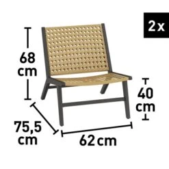 Balkonset Caddoa 3-teilig Schwarz-Natur -Gartengerätegeschäft 4048126623914 90