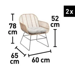 Lounge-Set Udima Mit Tisch 4-teilig Aus Rattan Natur -Gartengerätegeschäft 4048126625512 150