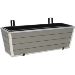 Balkonkasten Konisch Hellgrau Zum Aufhängen Mit Kunststoffeinsatz