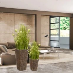 Gartenfreude Pflanzkübel Set Wasserhyaz. 38 X 38 X 77 Cm + 28 X 28 X 43 Cm Braun -Gartengerätegeschäft 4251083910441 4655 5