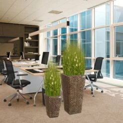 Gartenfreude Pflanzkübel Set Wasserhyaz. 38 X 38 X 77 Cm + 28 X 28 X 43 Cm Braun -Gartengerätegeschäft 4251083910441 4655 6