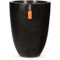 Capi Pflanztopf Lux Outdoor Elegant Niedrig I Ø 26 Cm X 36 Cm Schwarz