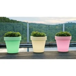 Beleuchteter Blumentopf Magnolia RGBW Solar Mit Batterie Ø 30 Cm X 29 Cm Weiß -Gartengerätegeschäft 8436558745919 1730 1