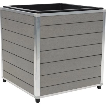 WPC Quader Monaco Grau mit Alurahmen Silber mit PP-Pflanzeinsatz 43 x 43 x 42 cm WPC Quader Monaco Grau Mit Alurahmen Silber Mit PP-Pflanzeinsatz 43 X 43 X 42 Cm -Gartengerätegeschäft 962662 1316 01